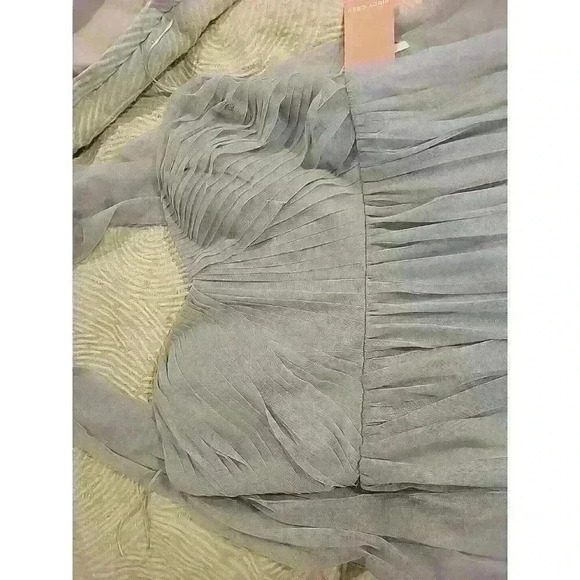 NWT Birdy Grey Christina Convertible Formal Dress L Tulle Silver Long Maxi Gown - Picture 7 of 9